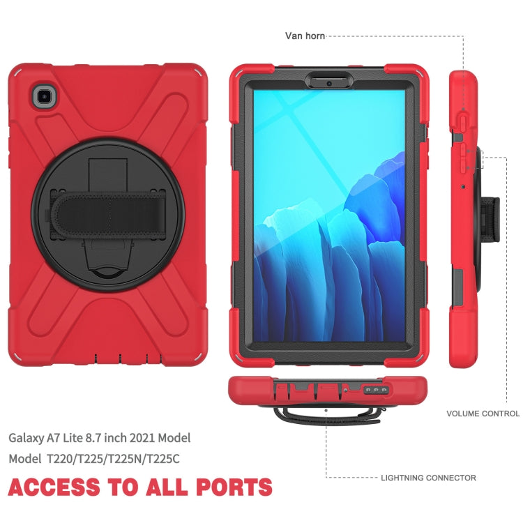 For Samsung Galaxy Tab A7 Lite T220 / T225 Silicone + PC Protective Case with Holder & Shoulder Strap(Red) by buy2fix