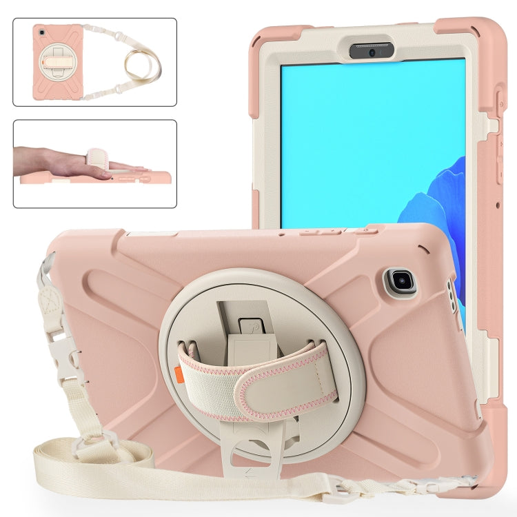 For Samsung Galaxy Tab A7 Lite T220 / T225 Silicone + PC Protective Case with Holder & Shoulder Strap(Rose Gold) - Tab A7 Lite T220 / T225 by buy2fix | Online Shopping UK | buy2fix