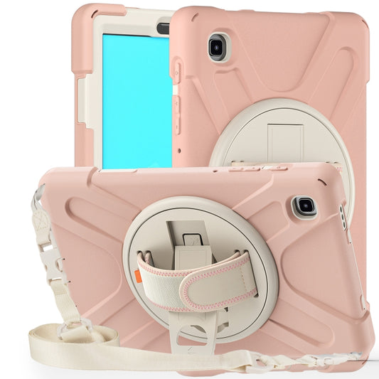 For Samsung Galaxy Tab A7 Lite T220 / T225 Silicone + PC Protective Case with Holder & Shoulder Strap(Rose Gold) by buy2fix