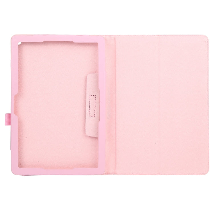 For Amazon Fire HD 10 2021 Litchi Texture Solid Color Horizontal Flip Leather Case with Holder & Pen Slot(Pink) - Amazon by buy2fix | Online Shopping UK | buy2fix