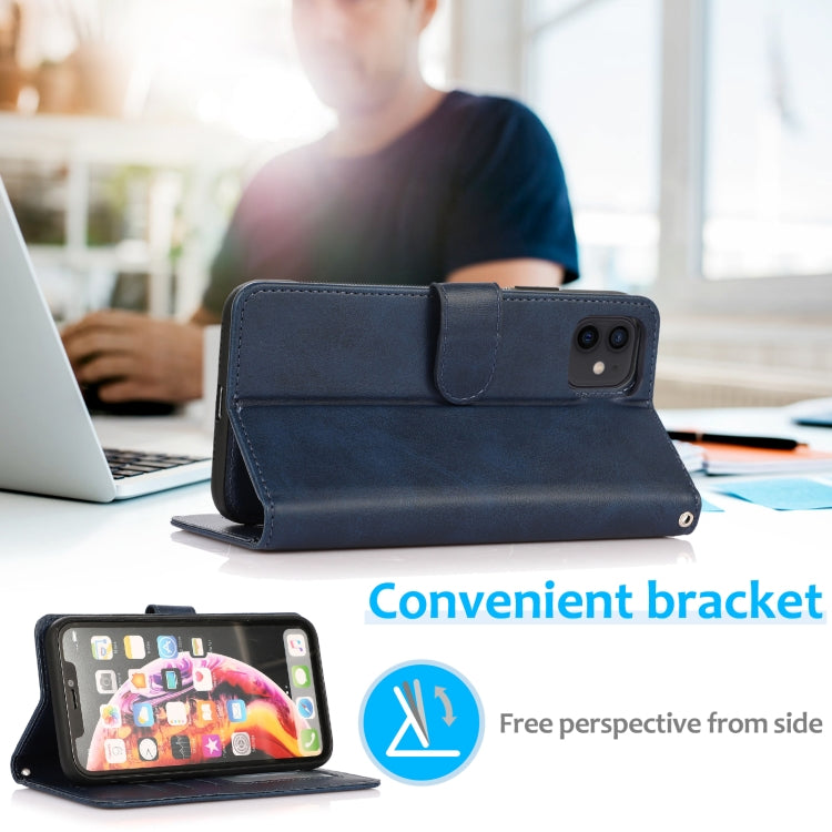 For iPhone 11 Calf Texture 2 in 1 Detachable Magnetic Back Cover Horizontal Flip Leather Case with Holder & Card Slots & Wallet & Photo Frame (Blue) by buy2fix