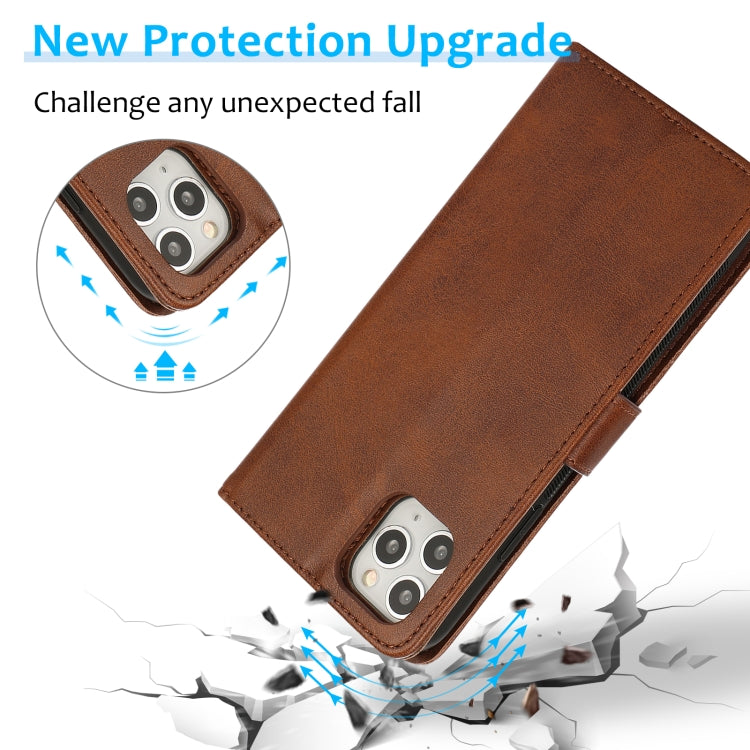 For iPhone 11 Pro Calf Texture 2 in 1 Detachable Magnetic Back Cover Horizontal Flip Leather Case with Holder & Card Slots & Wallet & Photo Frame (Brown) by buy2fix