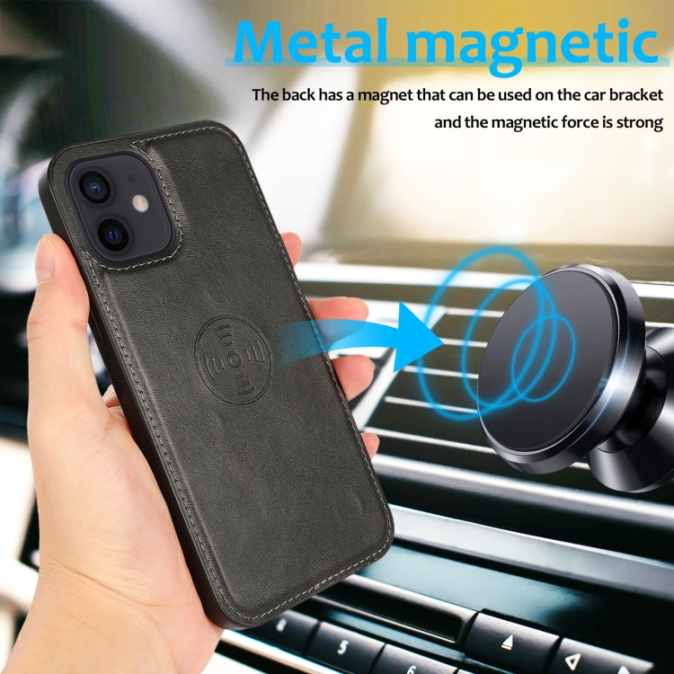 For iPhone 12 mini Calf Texture 2 in 1 Detachable Magnetic Back Cover Horizontal Flip Leather Case with Holder & Card Slots & Wallet & Photo Frame (Black) - iPhone 12 mini Cases by buy2fix | Online Shopping UK | buy2fix