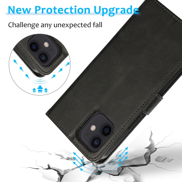For iPhone 12 mini Calf Texture 2 in 1 Detachable Magnetic Back Cover Horizontal Flip Leather Case with Holder & Card Slots & Wallet & Photo Frame (Black) - iPhone 12 mini Cases by buy2fix | Online Shopping UK | buy2fix