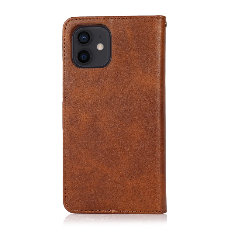 For iPhone 12 mini Calf Texture 2 in 1 Detachable Magnetic Back Cover Horizontal Flip Leather Case with Holder & Card Slots & Wallet & Photo Frame (Brown) - iPhone 12 mini Cases by buy2fix | Online Shopping UK | buy2fix