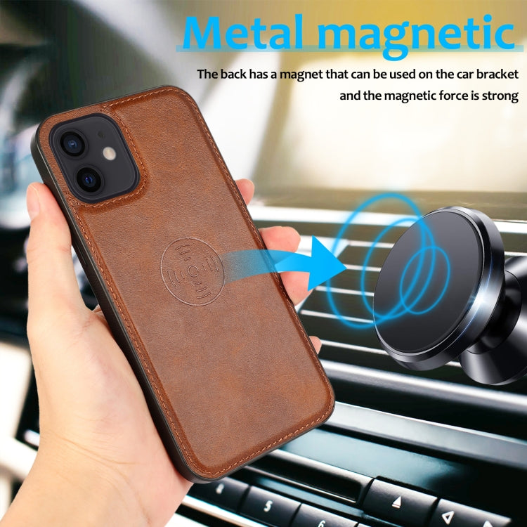 For iPhone 12 mini Calf Texture 2 in 1 Detachable Magnetic Back Cover Horizontal Flip Leather Case with Holder & Card Slots & Wallet & Photo Frame (Brown) - iPhone 12 mini Cases by buy2fix | Online Shopping UK | buy2fix