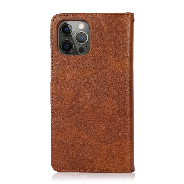For iPhone 12 Pro Max Calf Texture 2 in 1 Detachable Magnetic Back Cover Horizontal Flip Leather Case with Holder & Card Slots & Wallet & Photo Frame(Brown) - iPhone 12 Pro Max Cases by buy2fix | Online Shopping UK | buy2fix