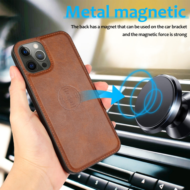 For iPhone 12 Pro Max Calf Texture 2 in 1 Detachable Magnetic Back Cover Horizontal Flip Leather Case with Holder & Card Slots & Wallet & Photo Frame(Brown) - iPhone 12 Pro Max Cases by buy2fix | Online Shopping UK | buy2fix