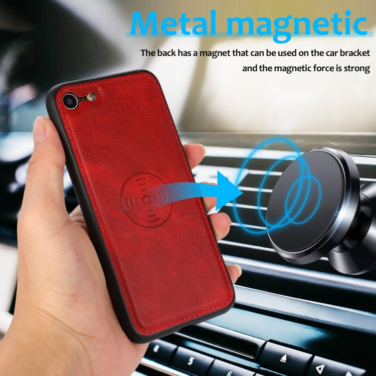 For iPhone SE 2022 / SE 2020 / 8 / 7 Calf Texture 2 in 1 Detachable Magnetic Back Cover Horizontal Flip Leather Case with Holder & Card Slots & Wallet & Photo Frame(Red) - iPhone SE 2022 / 2020 / 8 / 7 Cases by buy2fix | Online Shopping UK | buy2fix