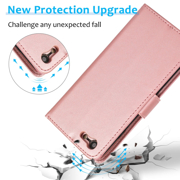 For iPhone SE 2022 / SE 2020 / 8 / 7 Calf Texture 2 in 1 Detachable Magnetic Back Cover Horizontal Flip Leather Case with Holder & Card Slots & Wallet & Photo Frame(Rose Gold) - iPhone SE 2022 / 2020 / 8 / 7 Cases by buy2fix | Online Shopping UK | buy2fix
