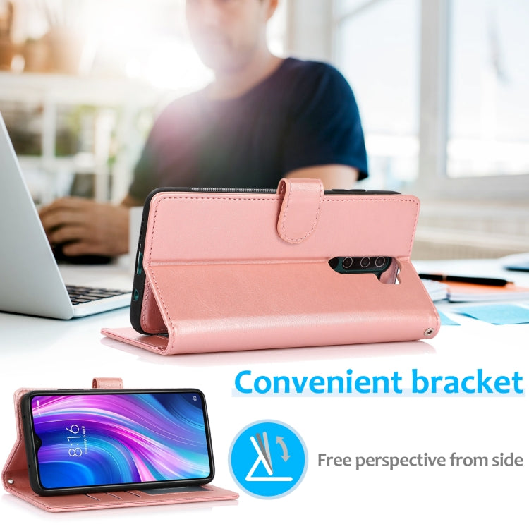 For Xiaomi Redmi Note 8 Pro Calf Texture 2 in 1 Detachable Magnetic Back Cover Horizontal Flip Leather Case with Holder & Card Slots & Wallet & Photo Frame(Rose Gold) - Xiaomi Cases by buy2fix | Online Shopping UK | buy2fix