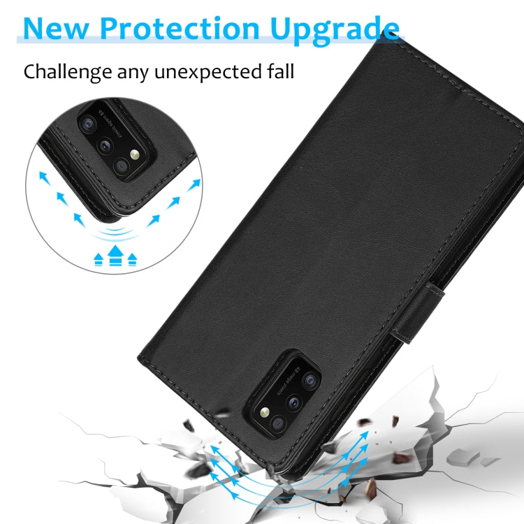 For Samsung Galaxy A41 Calf Texture 2 in 1 Detachable Magnetic Back Cover Horizontal Flip Leather Case with Holder & Card Slots & Wallet & Photo Frame(Black) by buy2fix