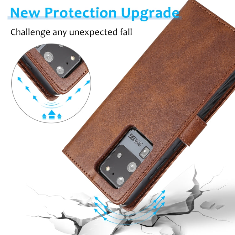 For Samsung Galaxy S20 Ultra Calf Texture 2 in 1 Detachable Magnetic Back Cover Horizontal Flip Leather Case with Holder & Card Slots & Wallet & Photo Frame(Brown) by buy2fix
