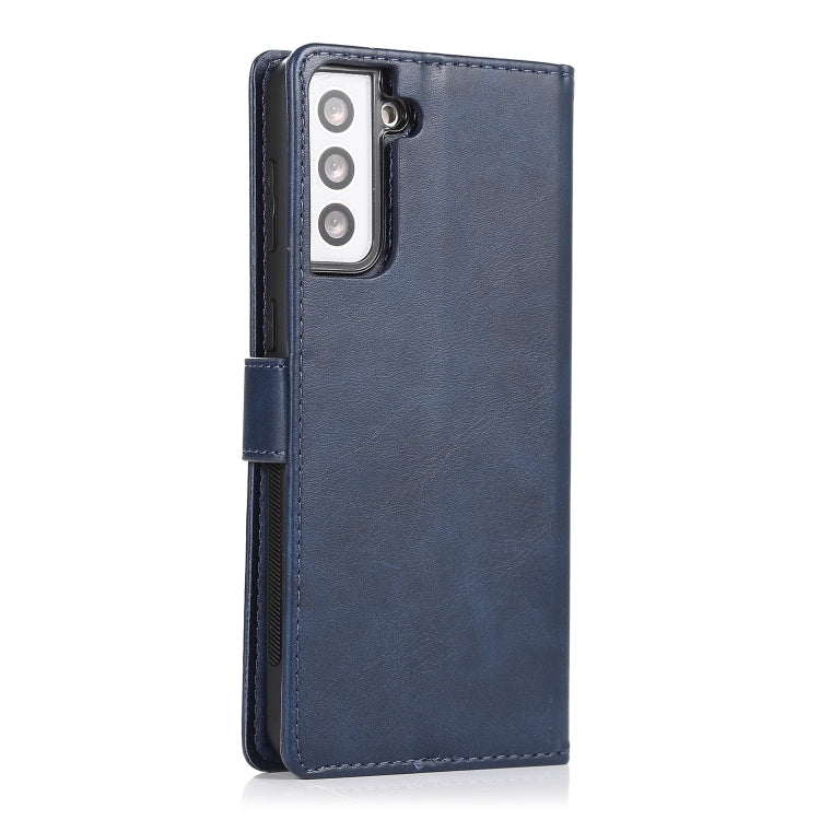 For Samsung Galaxy S21+ 5G Calf Texture 2 in 1 Detachable Magnetic Back Cover Horizontal Flip Leather Case with Holder & Card Slots & Wallet & Photo Frame(Blue) - Galaxy S21+ 5G Cases by buy2fix | Online Shopping UK | buy2fix