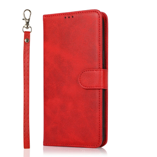 For Samsung Galaxy S21 5G Calf Texture 2 in 1 Detachable Magnetic Back Cover Horizontal Flip Leather Case with Holder & Card Slots & Wallet & Photo Frame(Red) by buy2fix