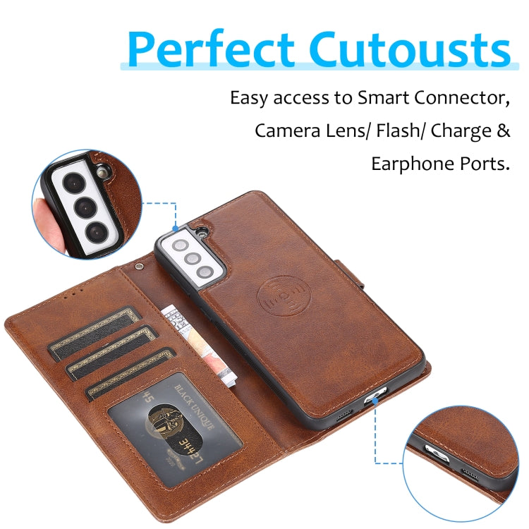 For Samsung Galaxy S21 5G Calf Texture 2 in 1 Detachable Magnetic Back Cover Horizontal Flip Leather Case with Holder & Card Slots & Wallet & Photo Frame(Brown) - Galaxy S21 5G Cases by buy2fix | Online Shopping UK | buy2fix