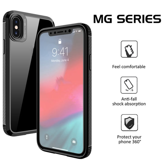 For iPhone XS Max iPAKY MG Series Carbon Fiber Texture Shockproof TPU+ Transparent PC Case(Black) by iPAKY