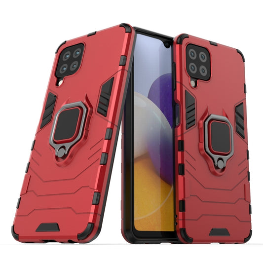 For Samsung Galaxy A22 4G Shockproof PC + TPU Protective Case with Magnetic Ring Holder(Red) by buy2fix