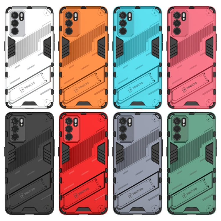 For OPPO Reno6 5G Punk Armor 2 in 1 PC + TPU Shockproof Case with Invisible Holder(Red) by buy2fix
