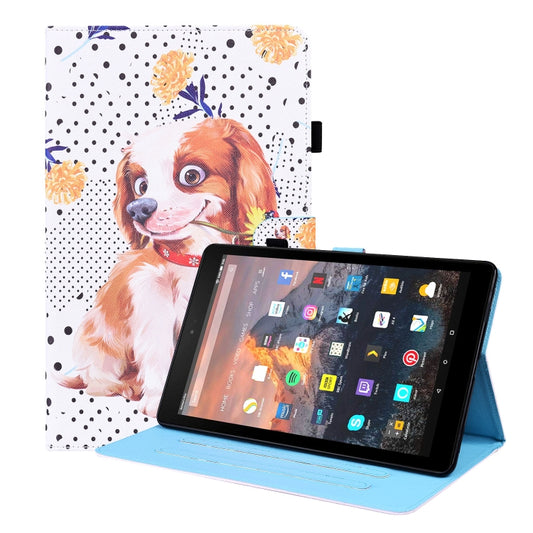 For Amazon Fire HD 10 2019 Animal Pattern Horizontal Flip Leather Case with Holder & Card Slots & Photo Frame & Sleep / Wake-up Function(Little Flower dog) - Amazon by buy2fix | Online Shopping UK | buy2fix
