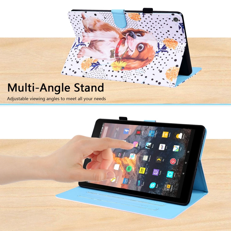 For Amazon Fire HD 10 2019 Animal Pattern Horizontal Flip Leather Case with Holder & Card Slots & Photo Frame & Sleep / Wake-up Function(Little Flower dog) - Amazon by buy2fix | Online Shopping UK | buy2fix