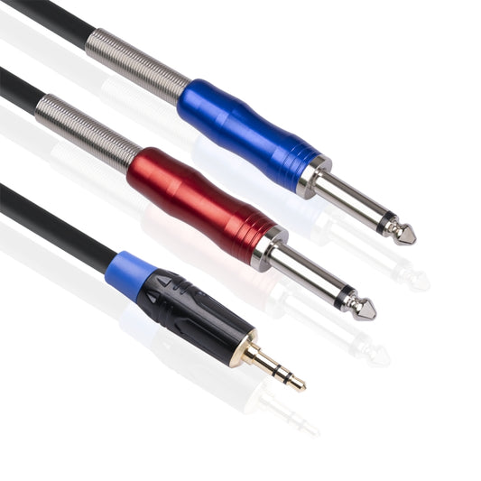 TC195BULS01-18 3.5mm Male to Dual 6.35mm Mono Male Audio Cable, Length:1.8m by buy2fix