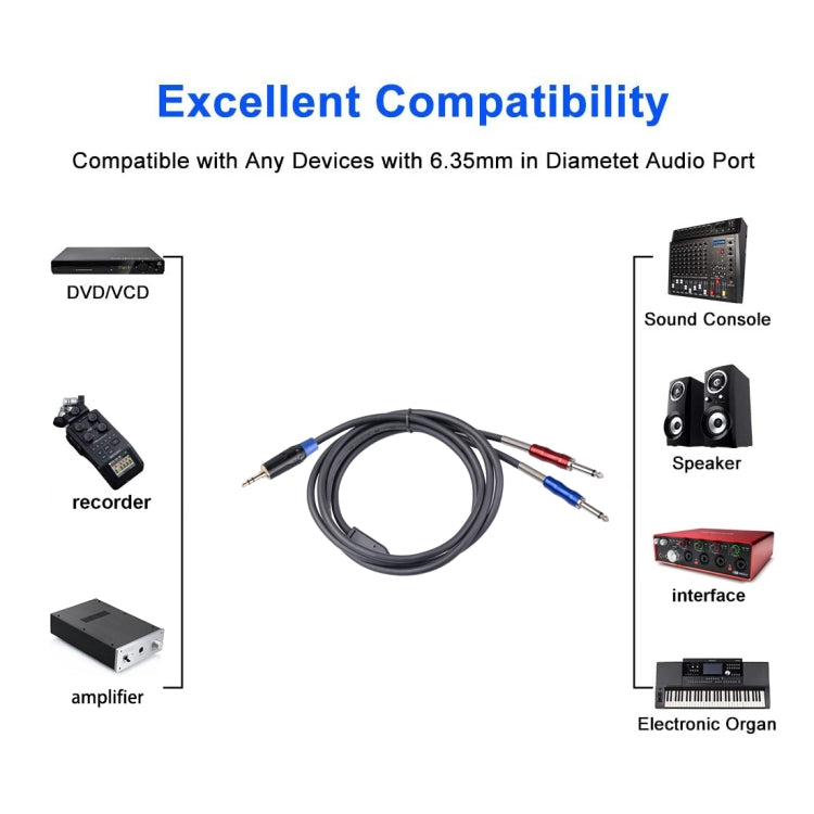 TC195BULS01-30 3.5mm Male to Dual 6.35mm Mono Male Audio Cable, Length:3m - Microphone Audio Cable & Connector by buy2fix | Online Shopping UK | buy2fix