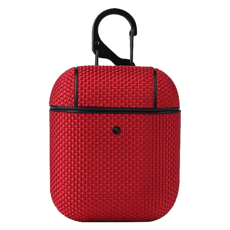 Business Cloth Earphone Protective Case with Hook For AirPods 1 / 2(Red) - For AirPods 1/2 by buy2fix | Online Shopping UK | buy2fix