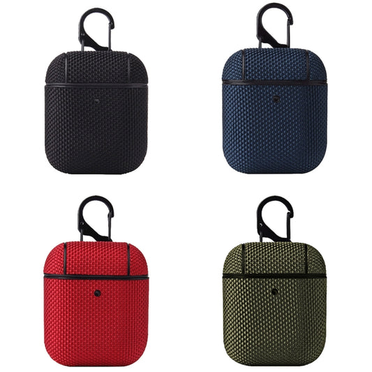 Business Cloth Earphone Protective Case with Hook For AirPods 1 / 2(Blue) by buy2fix