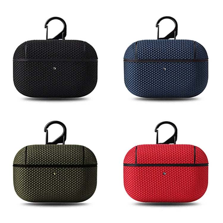 Business Cloth Earphone Protective Case with Hook For AirPods Pro(Blue) - For AirPods Pro by buy2fix | Online Shopping UK | buy2fix