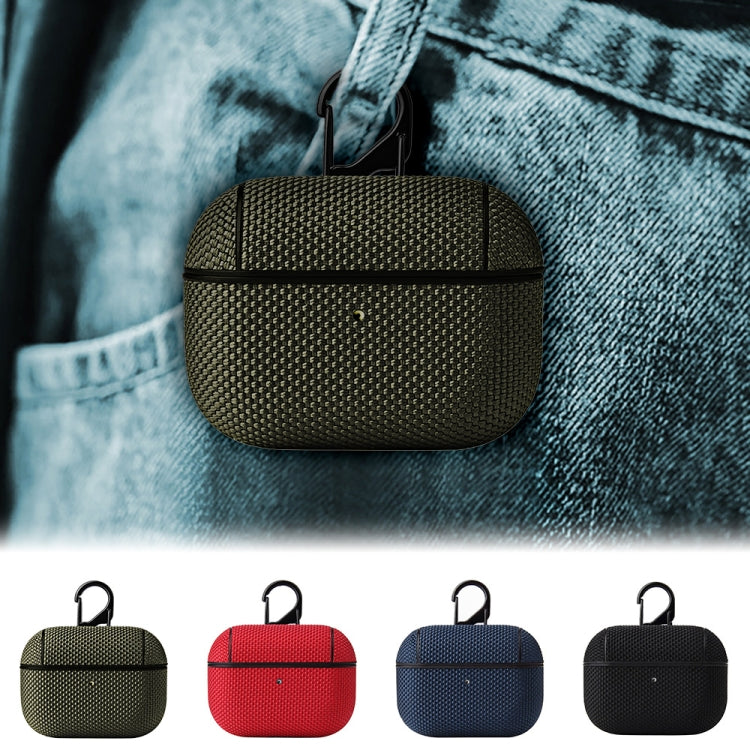 Business Cloth Earphone Protective Case with Hook For AirPods Pro(Blue) - For AirPods Pro by buy2fix | Online Shopping UK | buy2fix