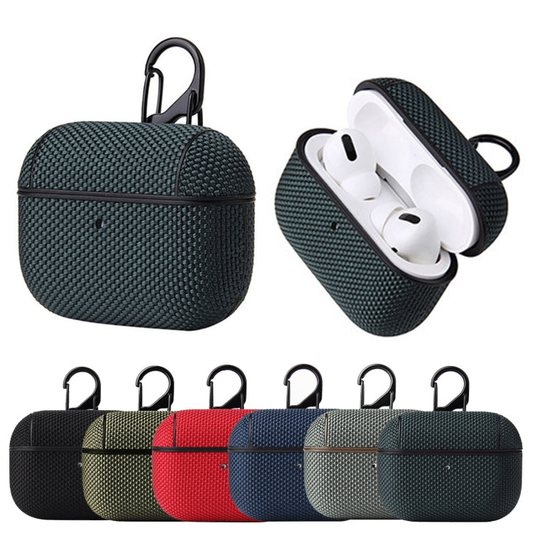 Business Cloth Earphone Protective Case with Hook For AirPods Pro(Blue) - For AirPods Pro by buy2fix | Online Shopping UK | buy2fix