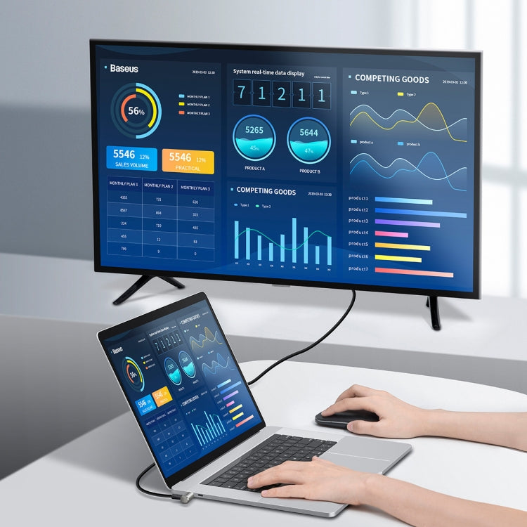 Baseus CATPN-01 100W 5A PD3.1 Gen2 USB-C / Type-C to USB-C / Type-C HD Same Screen Coaxial Hammer Cable, Cable Length: 1.5m(Black) by Baseus