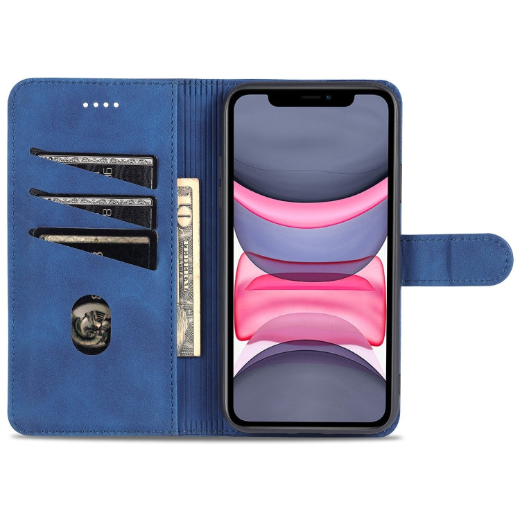 For iPhone 11 AZNS Skin Feel Calf Texture Horizontal Flip Leather Case with Card Slots & Holder & Wallet (Blue) by AZNS