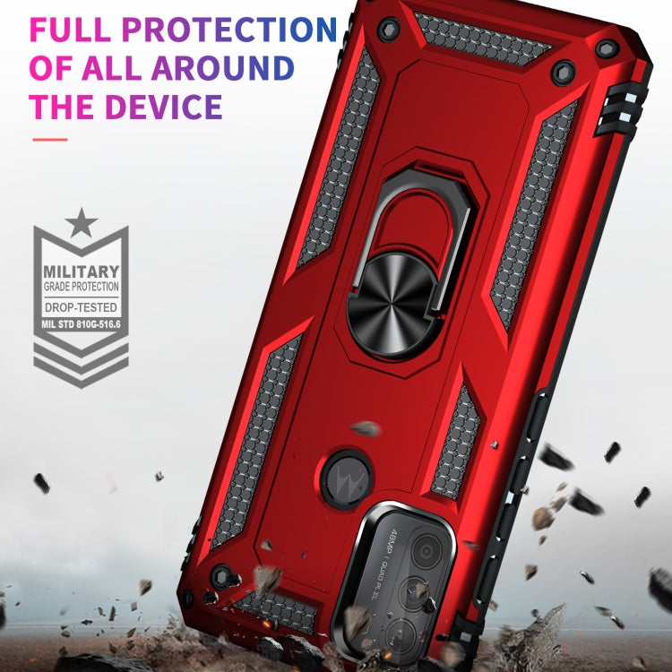 For Motorola Moto G50 Shockproof TPU + PC Protective Case with 360 Degree Rotating Holder(Red) by buy2fix