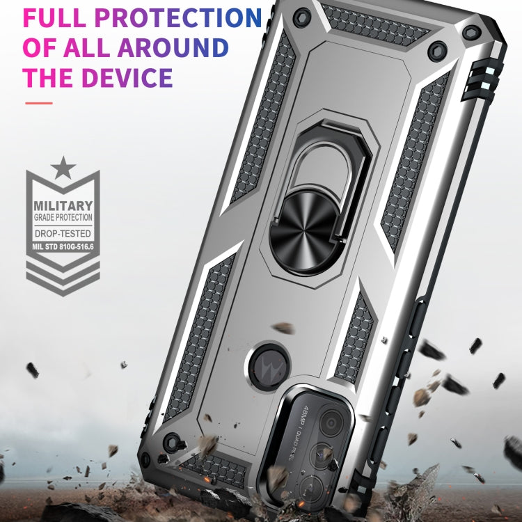 For Motorola Moto G50 Shockproof TPU + PC Protective Case with 360 Degree Rotating Holder(Silver) by buy2fix