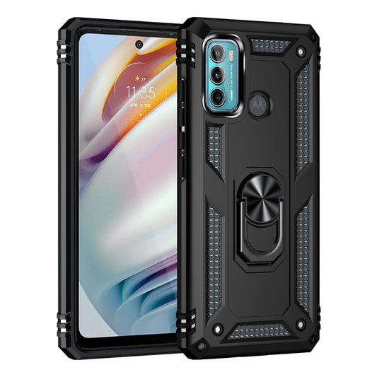For Motorola Moto G60 / G40 Fusion Shockproof TPU + PC Protective Case with 360 Degree Rotating Holder(Black) by buy2fix