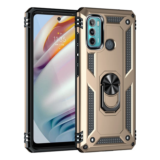 For Motorola Moto G60 / G40 Fusion Shockproof TPU + PC Protective Case with 360 Degree Rotating Holder(Gold) by buy2fix