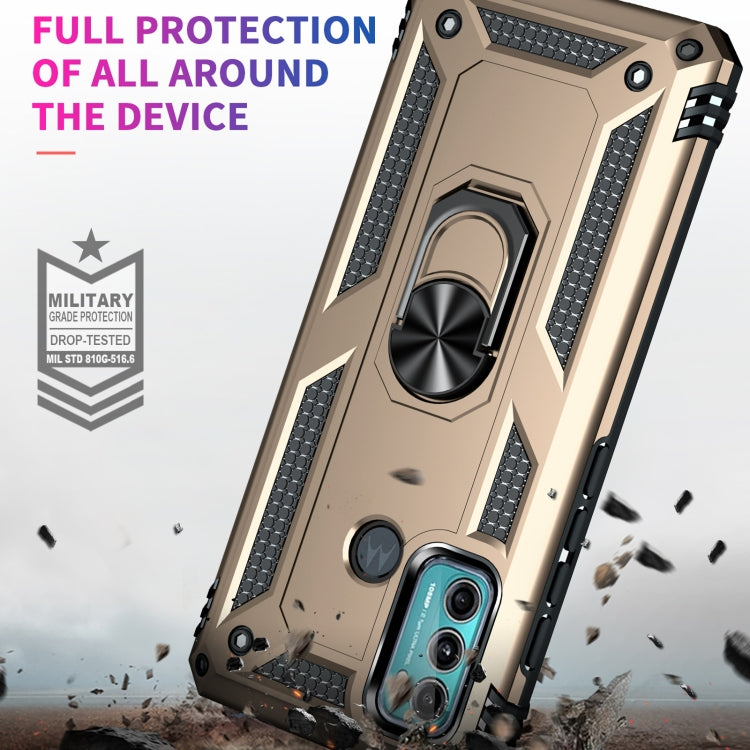 For Motorola Moto G60 / G40 Fusion Shockproof TPU + PC Protective Case with 360 Degree Rotating Holder(Gold) by buy2fix