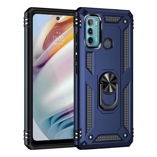 For Motorola Moto G60 / G40 Fusion Shockproof TPU + PC Protective Case with 360 Degree Rotating Holder(Blue) by buy2fix