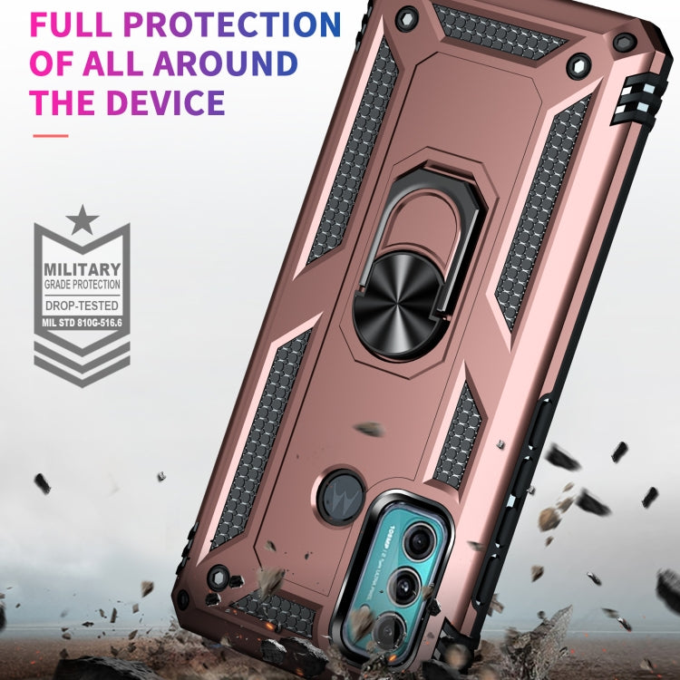 For Motorola Moto G60 / G40 Fusion Shockproof TPU + PC Protective Case with 360 Degree Rotating Holder(Rose Gold) by buy2fix