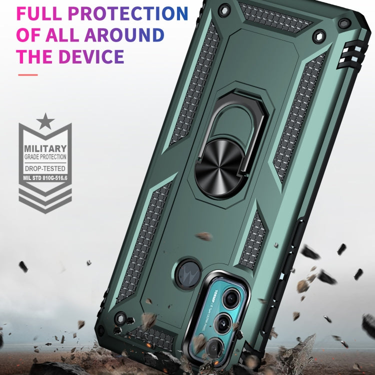 For Motorola Moto G60 / G40 Fusion Shockproof TPU + PC Protective Case with 360 Degree Rotating Holder(Dark Green) by buy2fix