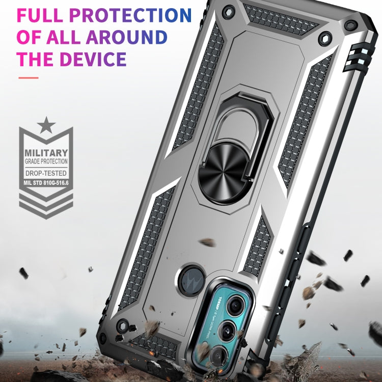 For Motorola Moto G60 / G40 Fusion Shockproof TPU + PC Protective Case with 360 Degree Rotating Holder(Silver) by buy2fix