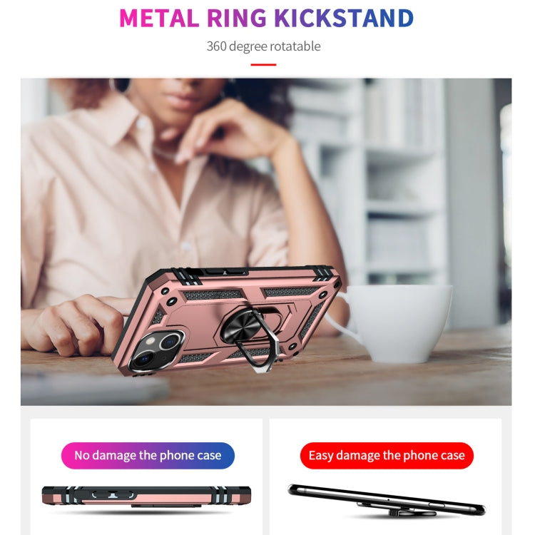 For iPhone 13 mini Shockproof TPU + PC Protective Case with 360 Degree Rotating Holder (Rose Gold) - iPhone 13 mini Cases by buy2fix | Online Shopping UK | buy2fix
