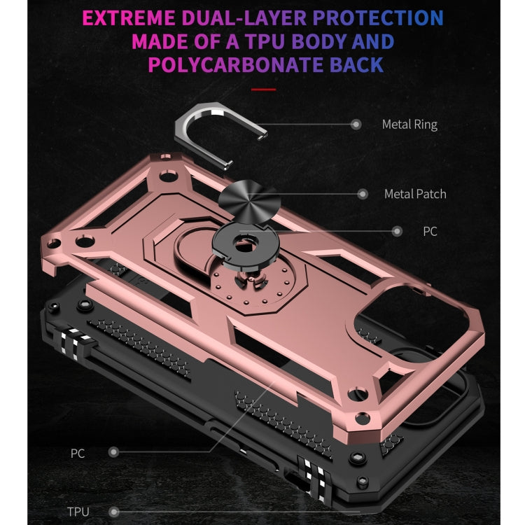 For iPhone 13 mini Shockproof TPU + PC Protective Case with 360 Degree Rotating Holder (Rose Gold) - iPhone 13 mini Cases by buy2fix | Online Shopping UK | buy2fix