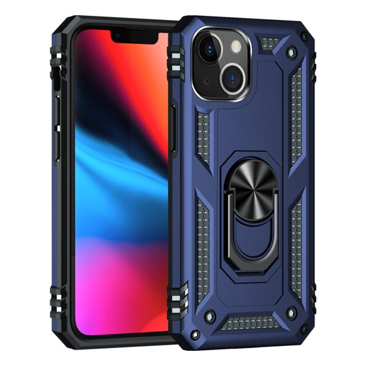 For iPhone 13 Shockproof TPU + PC Protective Case with 360 Degree Rotating Holder(Blue) by buy2fix