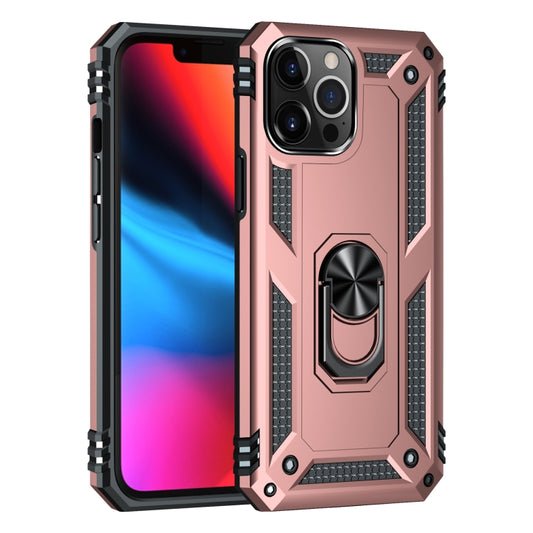 For iPhone 13 Pro Shockproof TPU + PC Protective Case with 360 Degree Rotating Holder (Rose Gold) by buy2fix