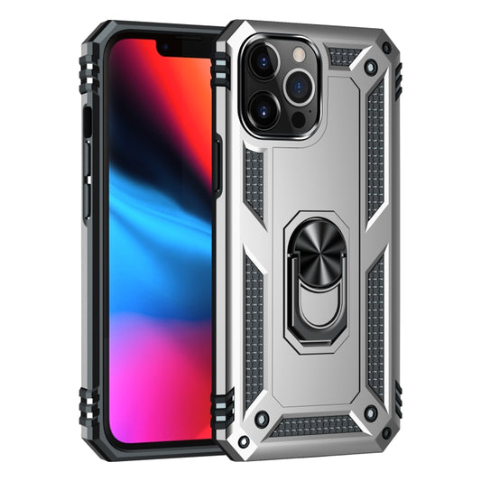 For iPhone 13 Pro Shockproof TPU + PC Protective Case with 360 Degree Rotating Holder (Silver) by buy2fix
