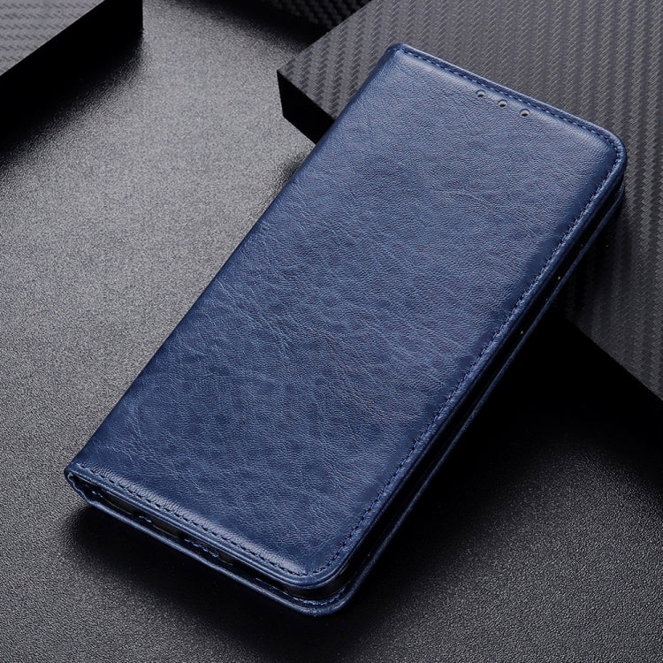 For OPPO Reno6 5G Magnetic Crazy Horse Texture Horizontal Flip Leather Case with Holder & Card Slots & Wallet(Blue) by buy2fix