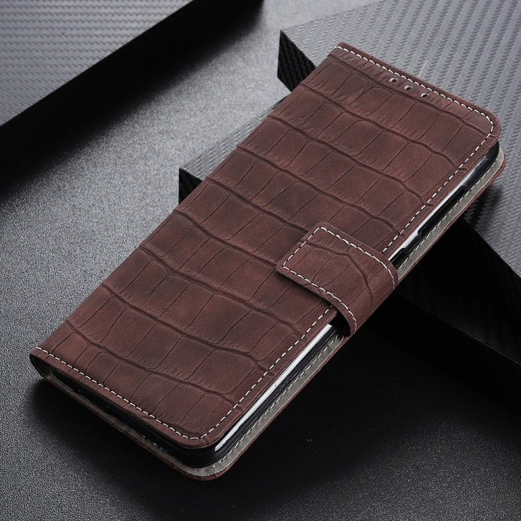 For OPPO Reno6 5G Crocodile Texture Horizontal Flip Leather Case with Holder & Card Slots & Wallet(Brown) by buy2fix